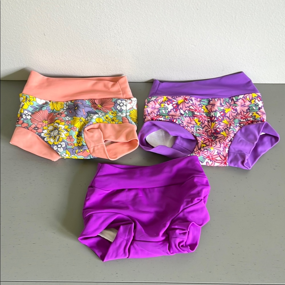 Infant Swim Diapers Reusable Floral and Solid Color Shorts Set